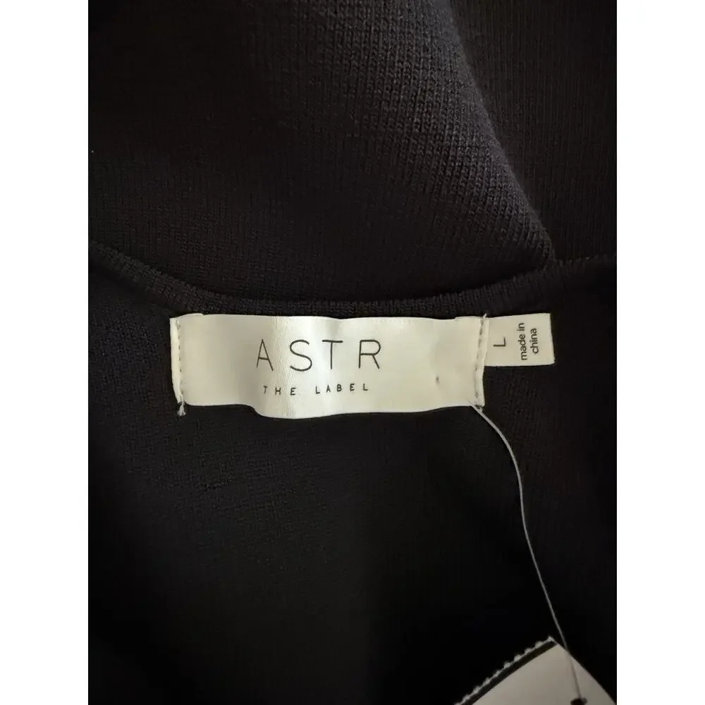 ASTR The Label Black Semi-Sheer Organza Sleeve Bodysuit NWT Size Large